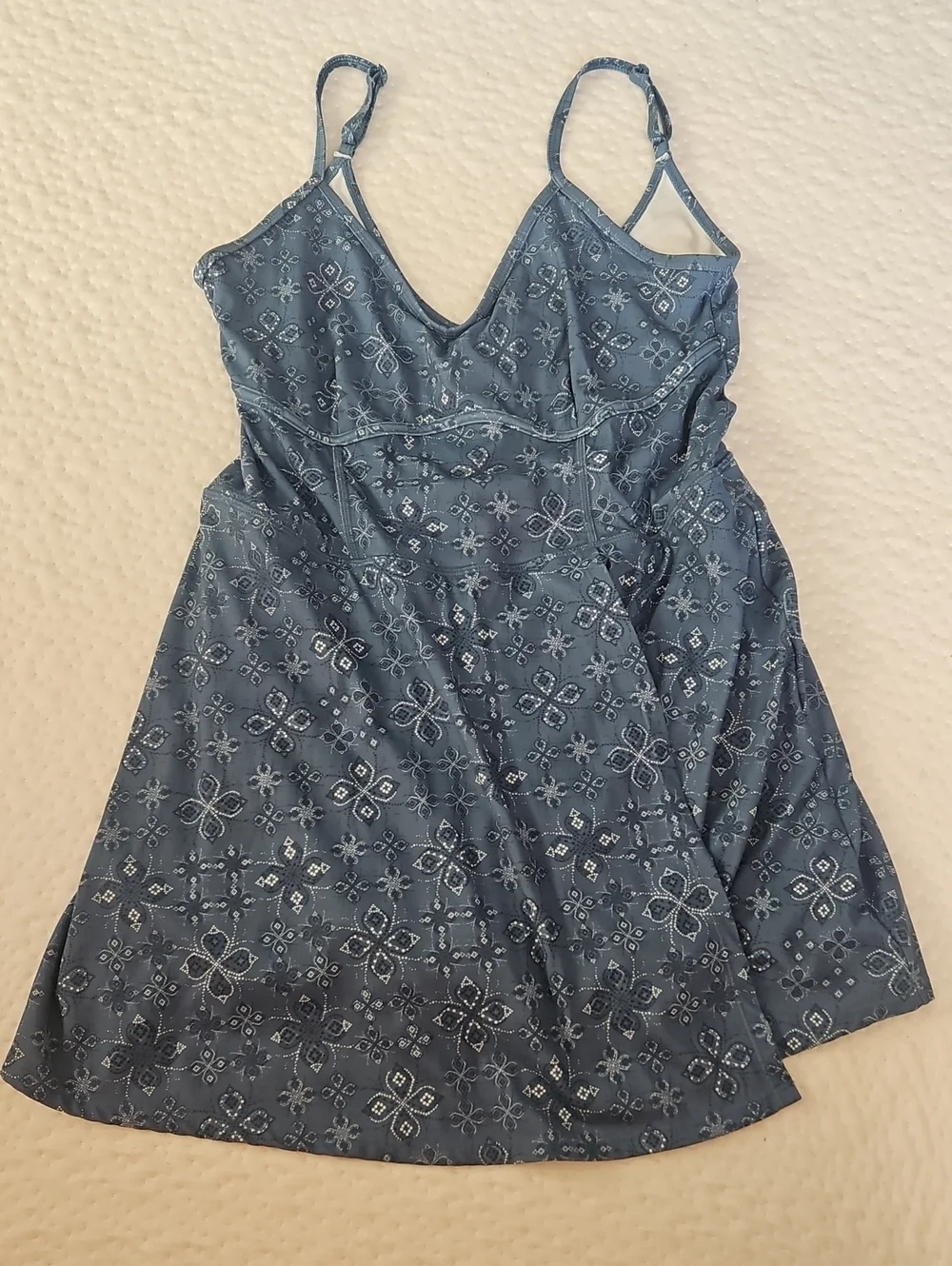 JoyLab Blue and White Active Bikini Dress With Shorts